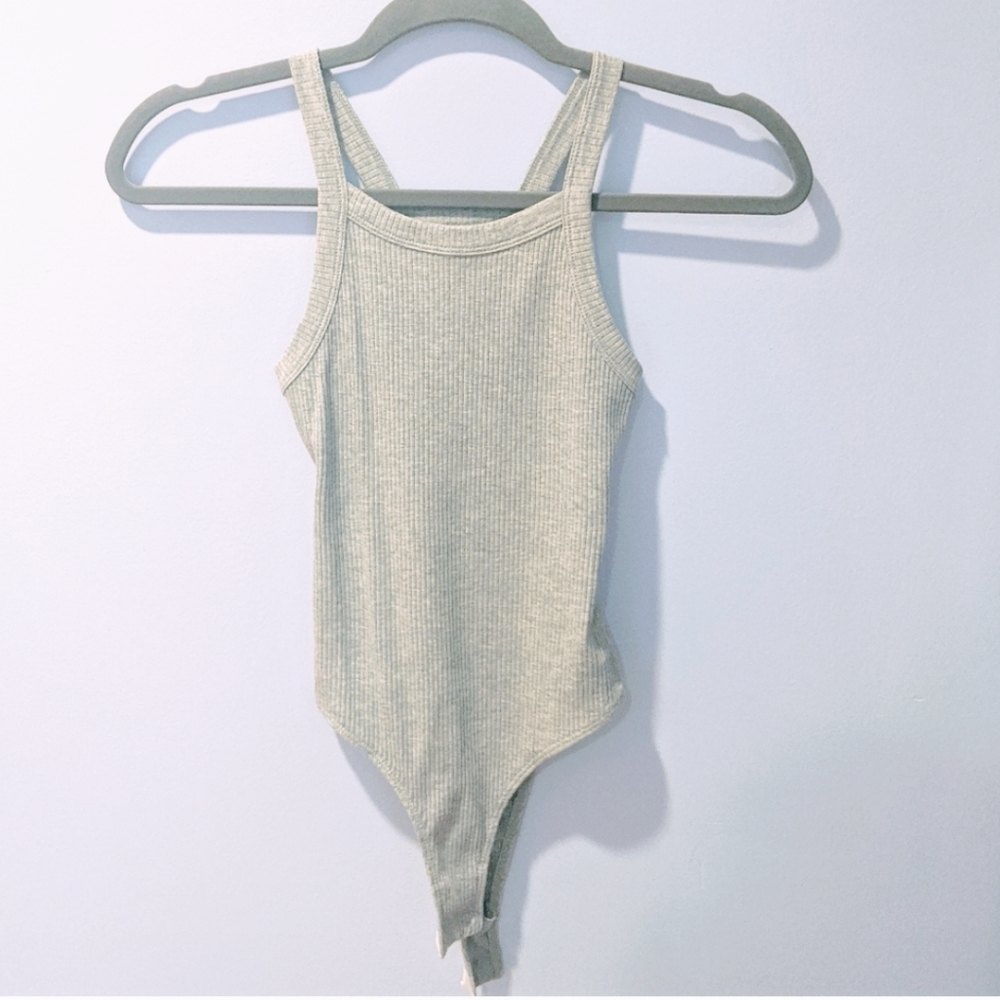 Ribbed Ash Gray Bodysuit